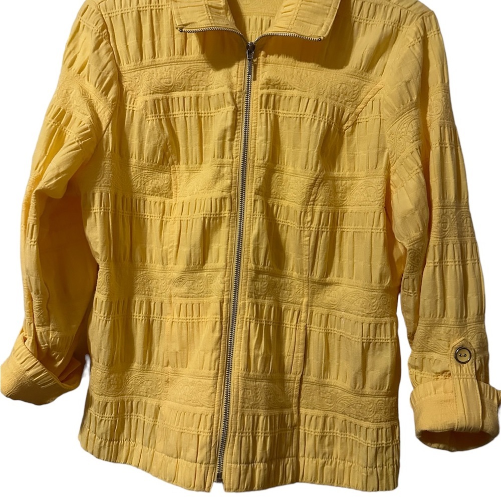 Christopher & Banks yellow Waffle zip up Long Sleeve - Picture 5 of 10